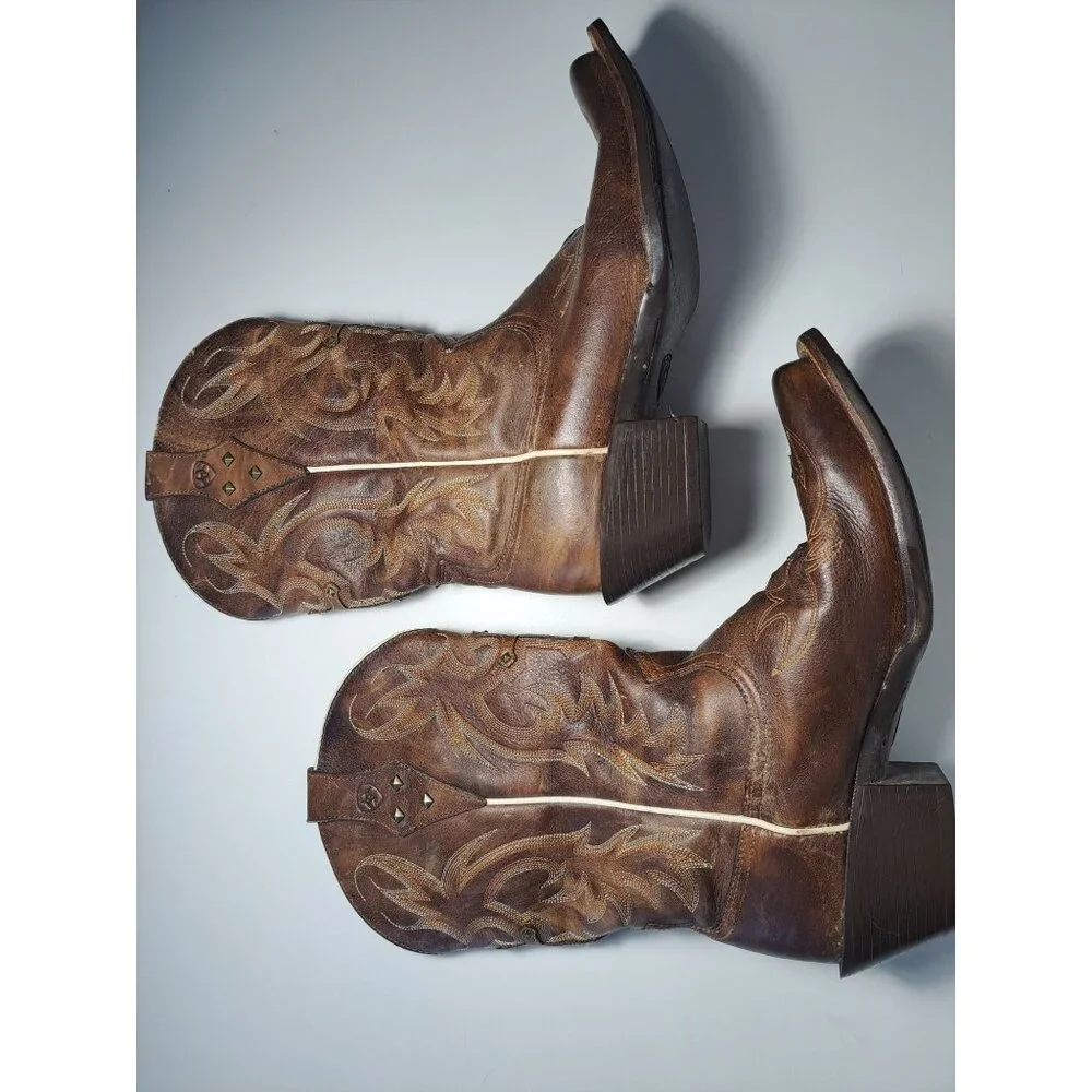 Ariat Womens Legend Spirit Western Brown Cowboy Boots 8.5M Square Toe Leather - Picture 11 of 12